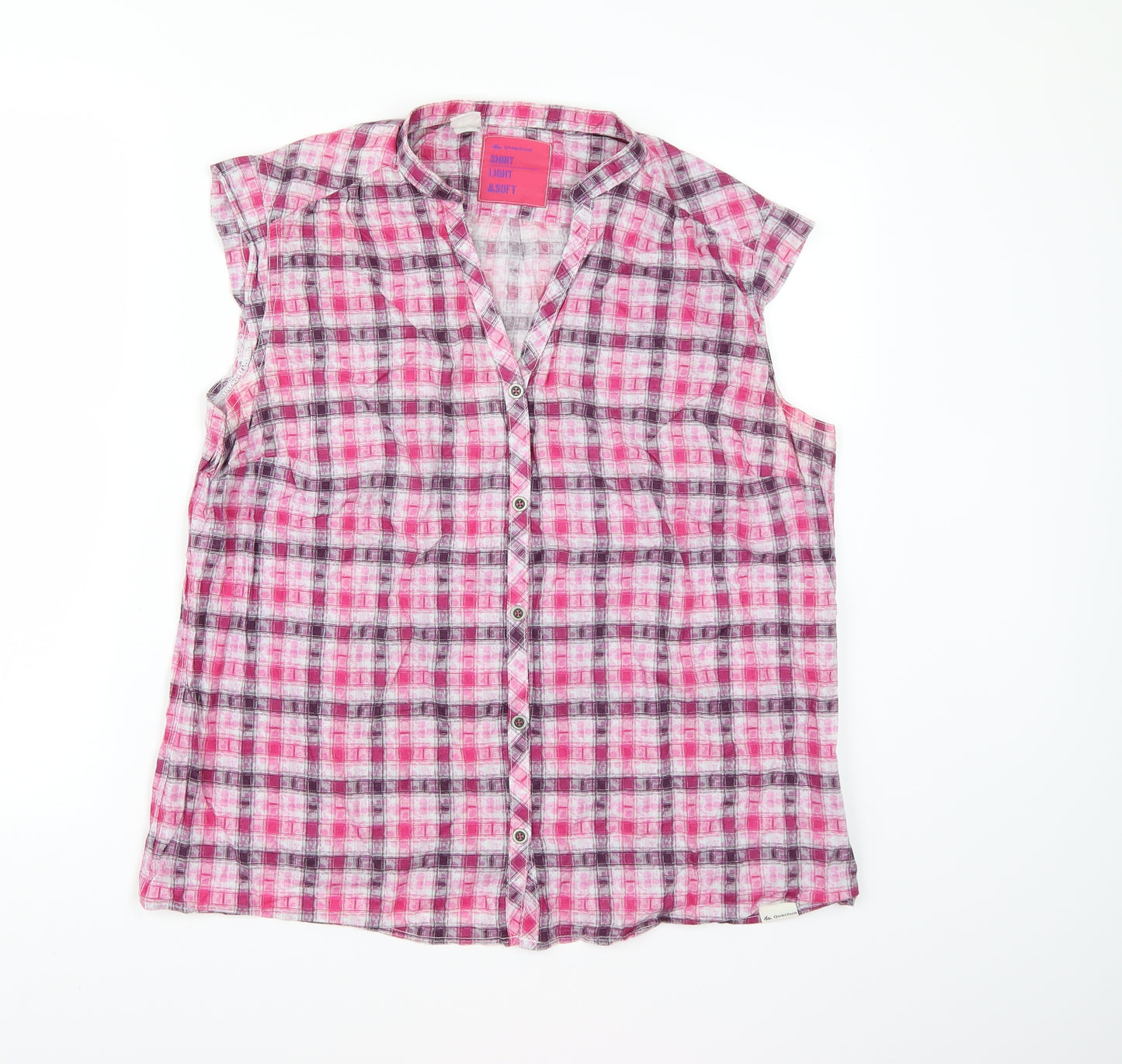 Quechua Womens Pink Check  Basic Blouse Size 20