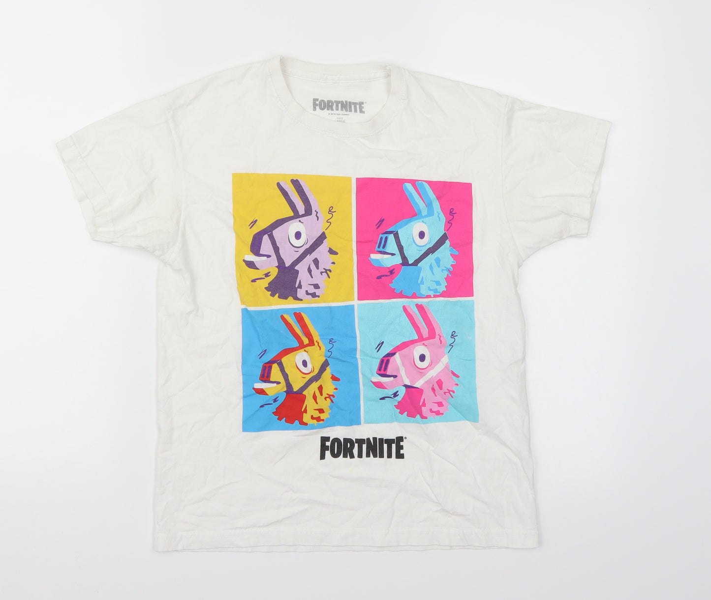 Fortnite Boys White   Basic T-Shirt Size L