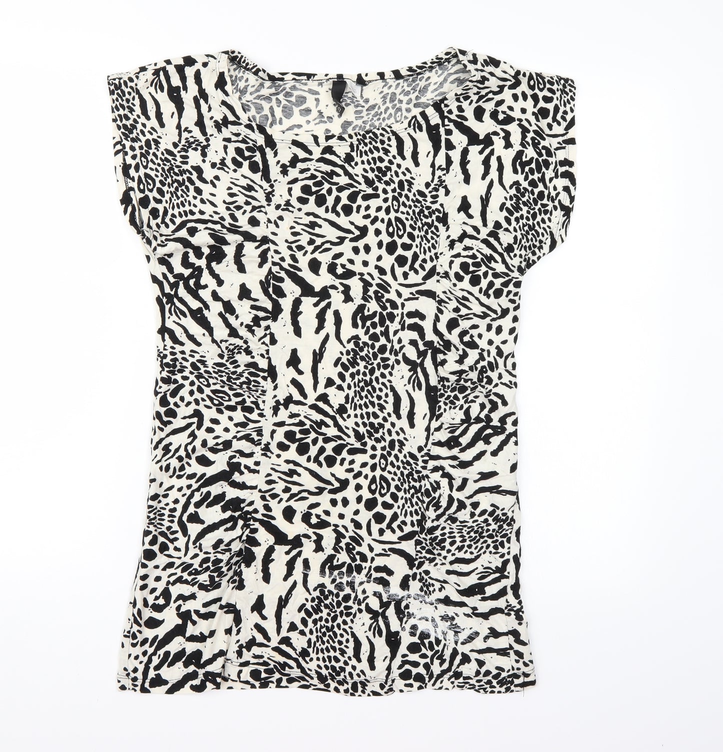 Divided Womens White Animal Print  Basic T-Shirt Size 14