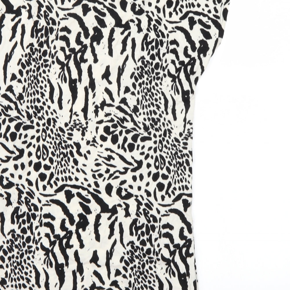 Divided Womens White Animal Print  Basic T-Shirt Size 14