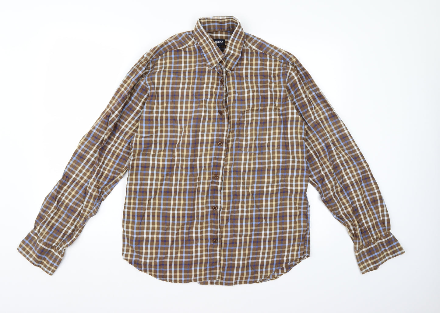 Guise Mens Brown Check   Button-Up Size M