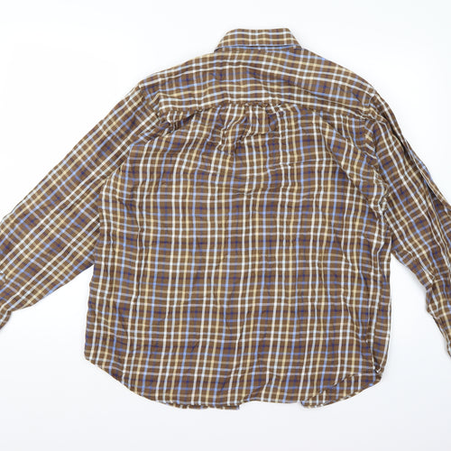 Guise Mens Brown Check   Button-Up Size M