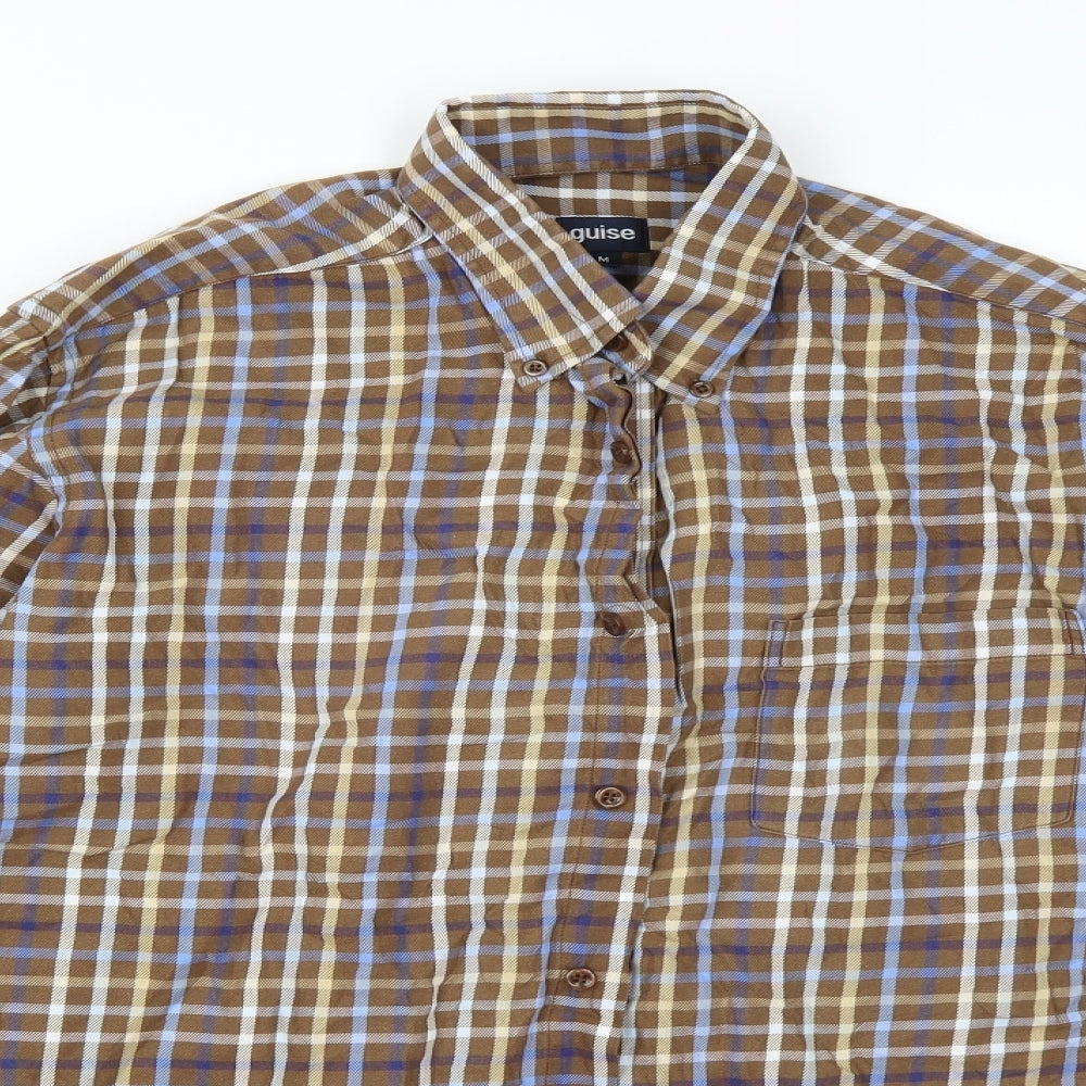 Guise Mens Brown Check   Button-Up Size M