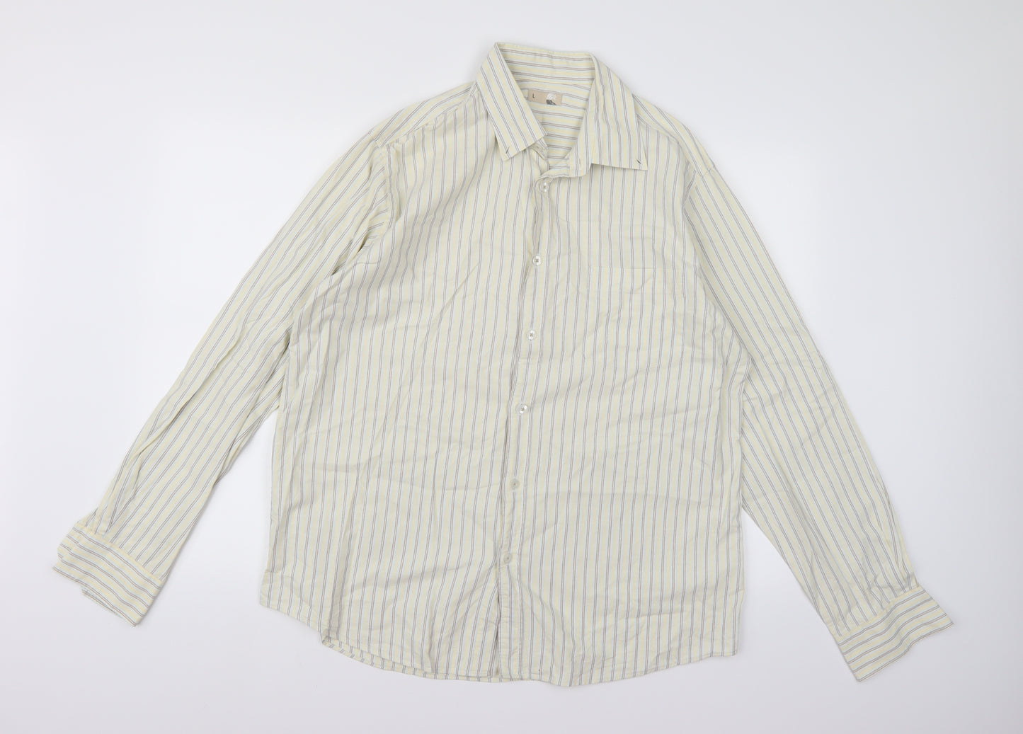 John Lewis Mens Yellow Striped   Button-Up Size L