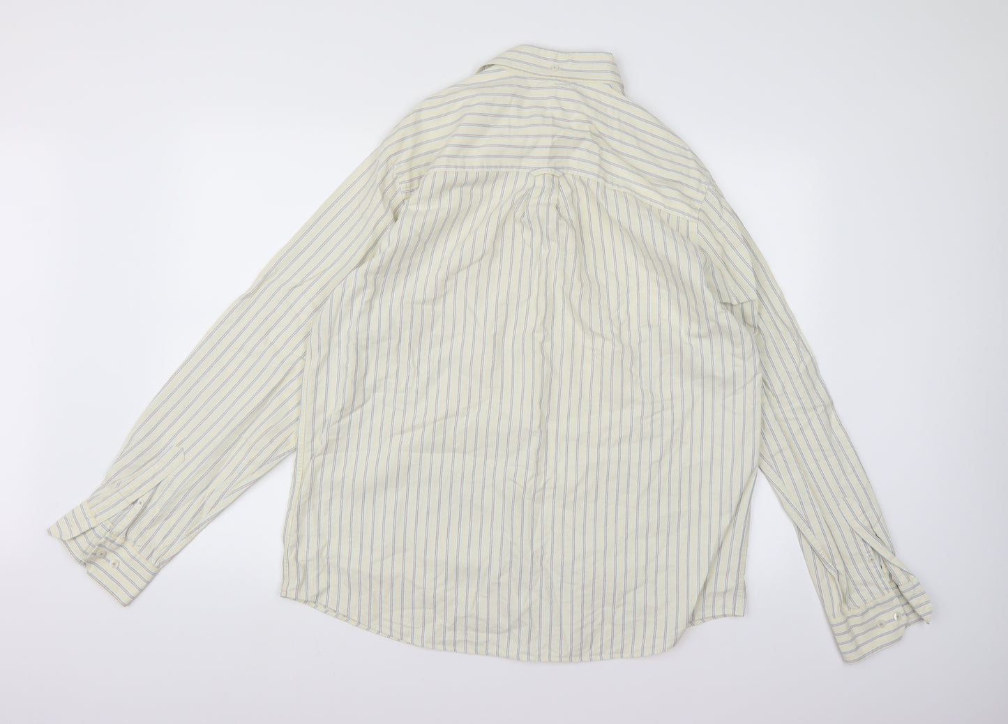 John Lewis Mens Yellow Striped   Button-Up Size L