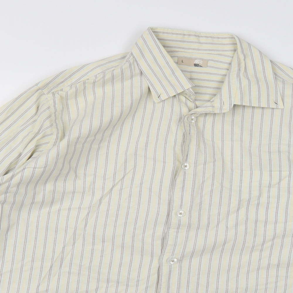 John Lewis Mens Yellow Striped   Button-Up Size L