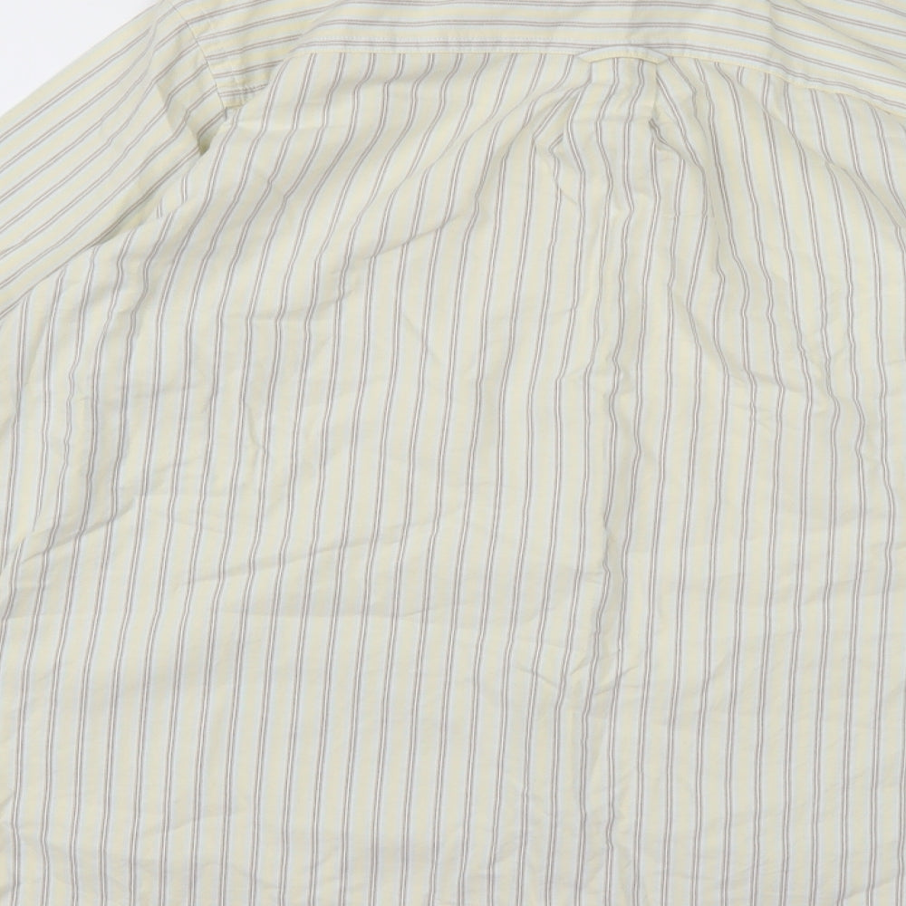 John Lewis Mens Yellow Striped   Button-Up Size L