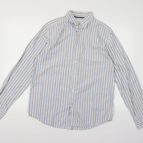 john ew Mens Blue Striped   Button-Up Size M