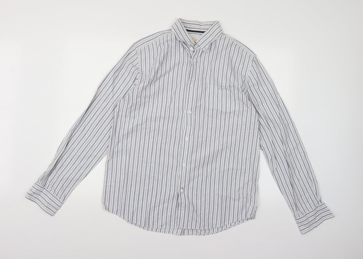 john ew Mens Blue Striped   Button-Up Size M