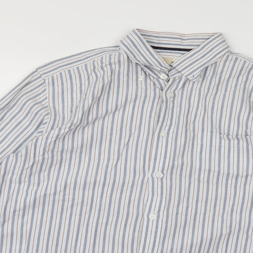 john ew Mens Blue Striped   Button-Up Size M