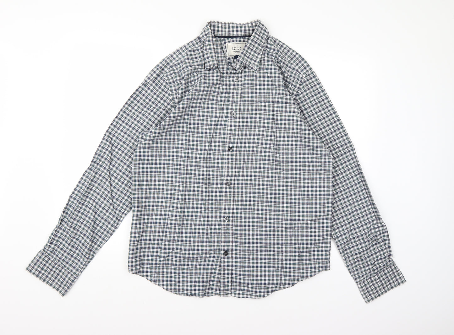 john kewis Mens Blue Check   Button-Up Size L