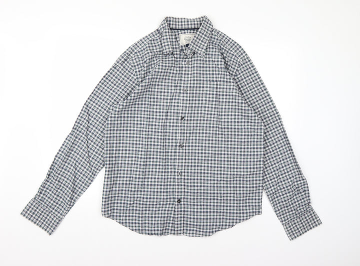 john kewis Mens Blue Check   Button-Up Size L