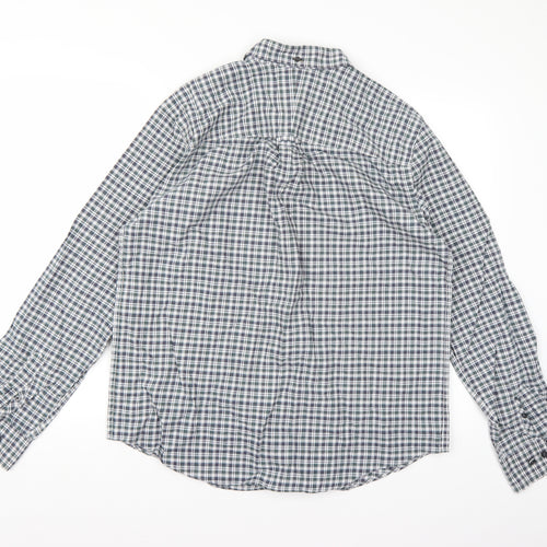 john kewis Mens Blue Check   Button-Up Size L