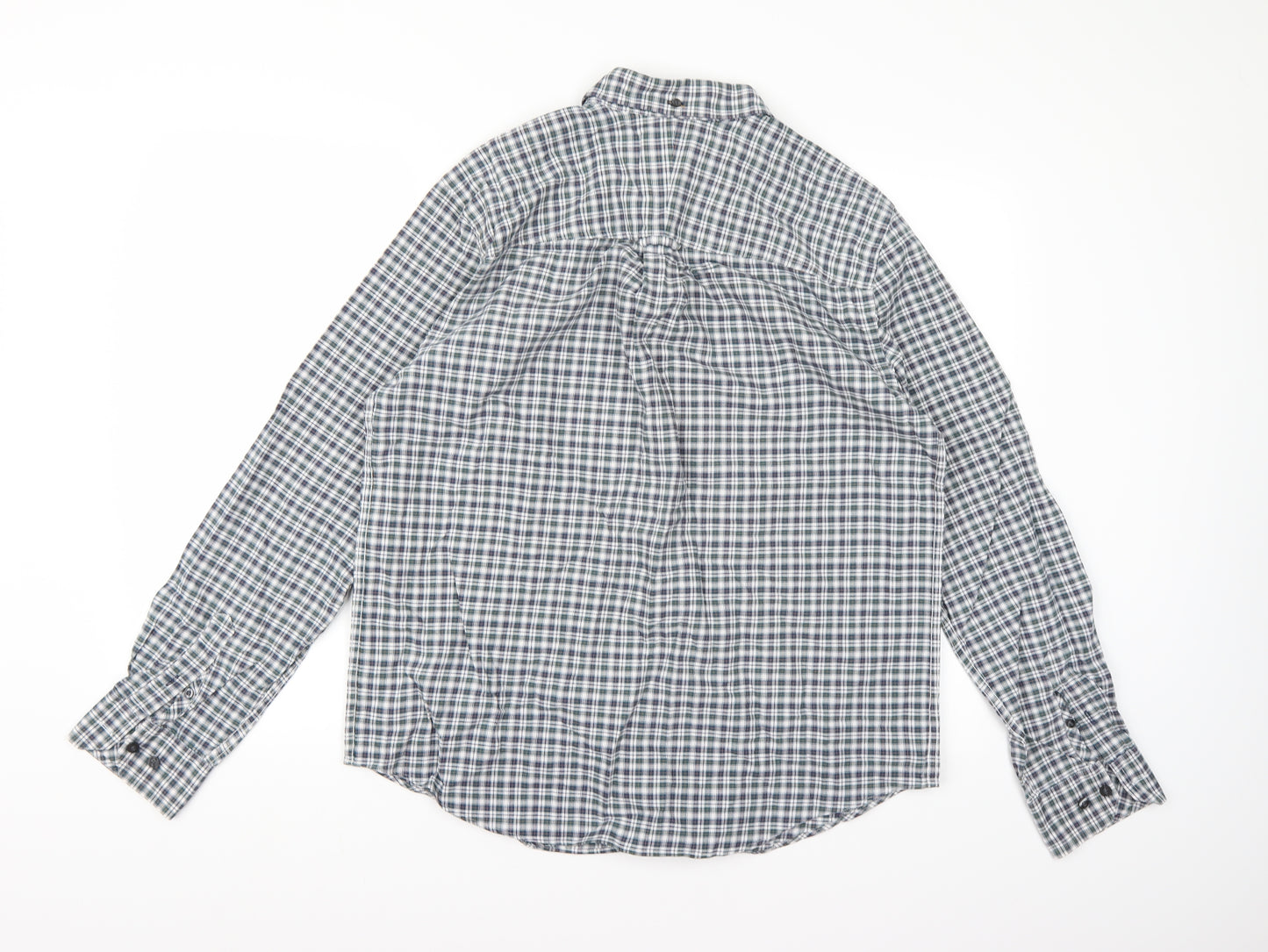 john kewis Mens Blue Check   Button-Up Size L