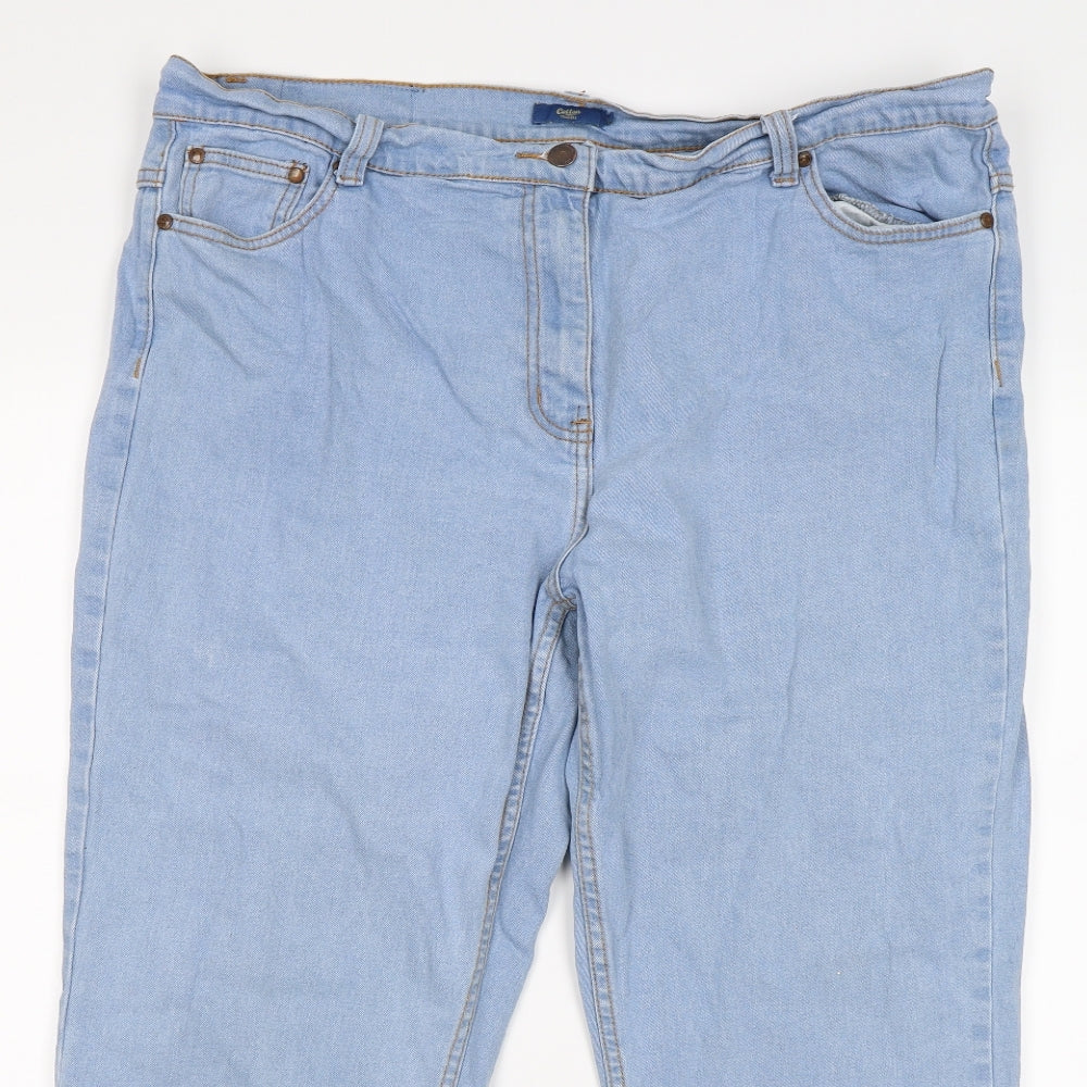 Cotton Traders Womens Blue  Denim Straight Jeans Size 18 L26 in