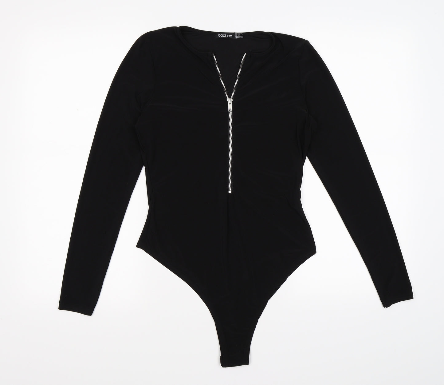 Boohoo Womens Black   Bodysuit One-Piece Size 12