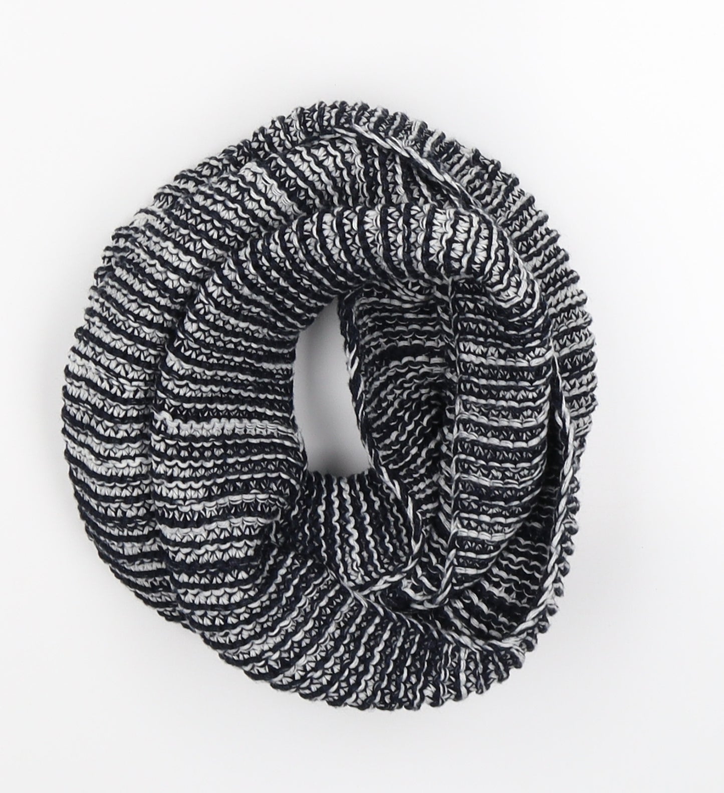 Preworn Unisex Blue Striped Knit  Scarf   - infinity scarf