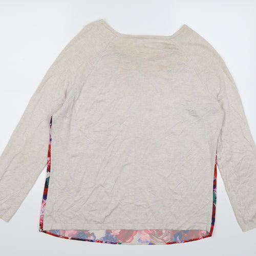 George Womens Beige Floral Chiffon Pullover Jumper Size 14