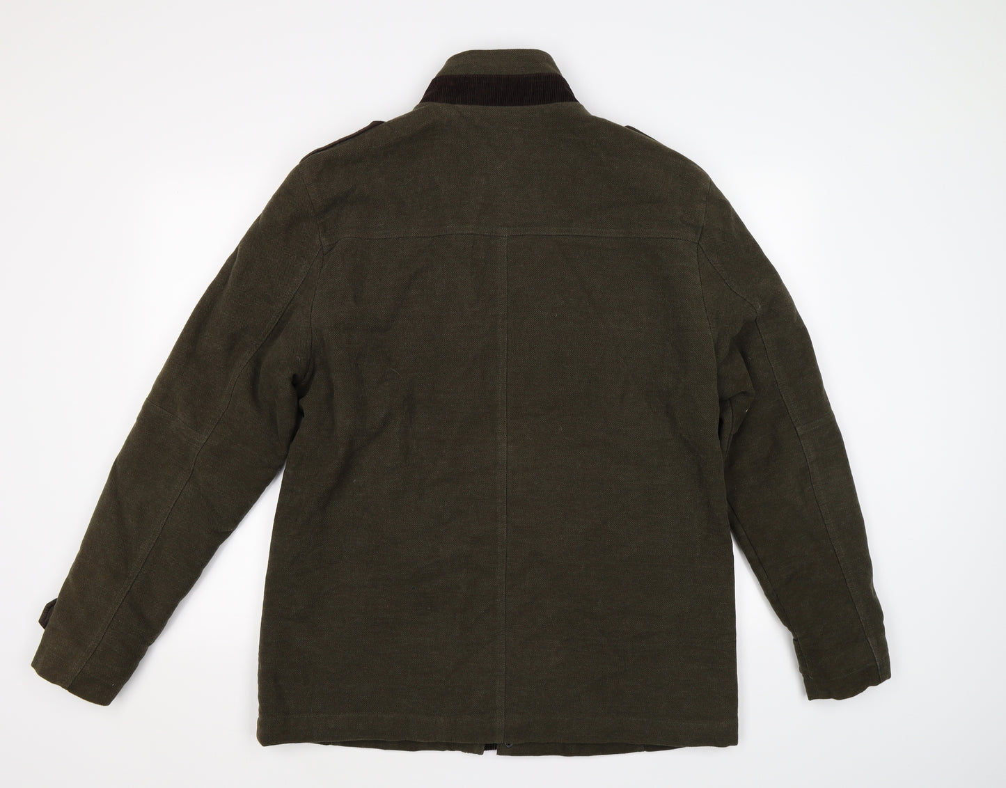 Easy Mens Green  Velvet Overcoat Coat Size L