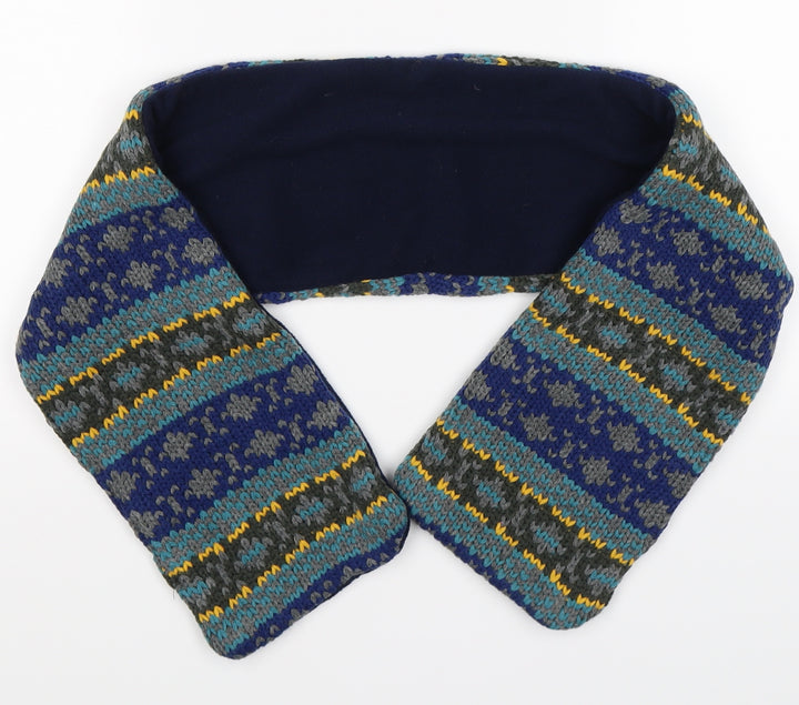 Preworn Boys Blue Geometric Knit Scarf  One Size  - fleece lined