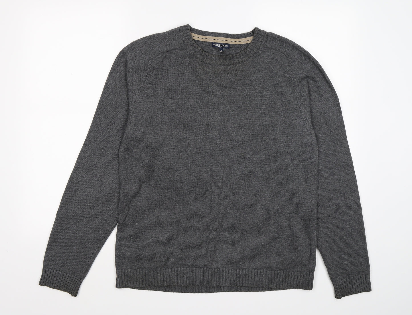 boston crew Mens Grey  Knit Pullover Jumper Size S