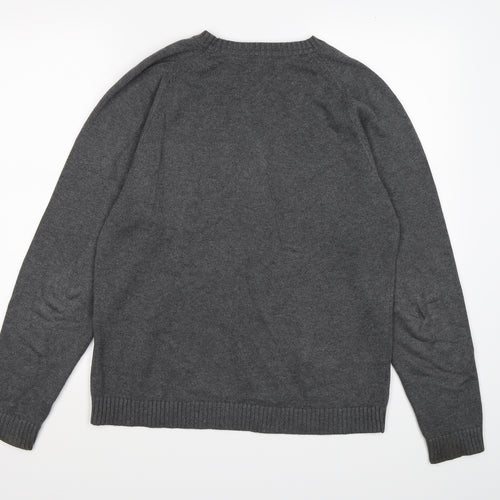boston crew Mens Grey  Knit Pullover Jumper Size S