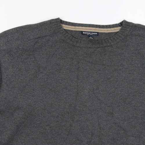 boston crew Mens Grey  Knit Pullover Jumper Size S
