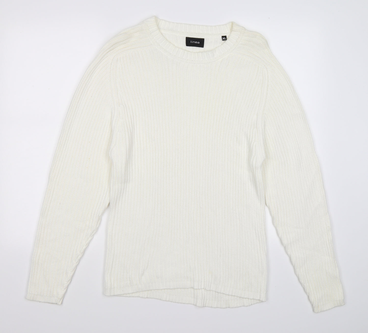 Linea Womens White Striped Knit Pullover Jumper Size XL