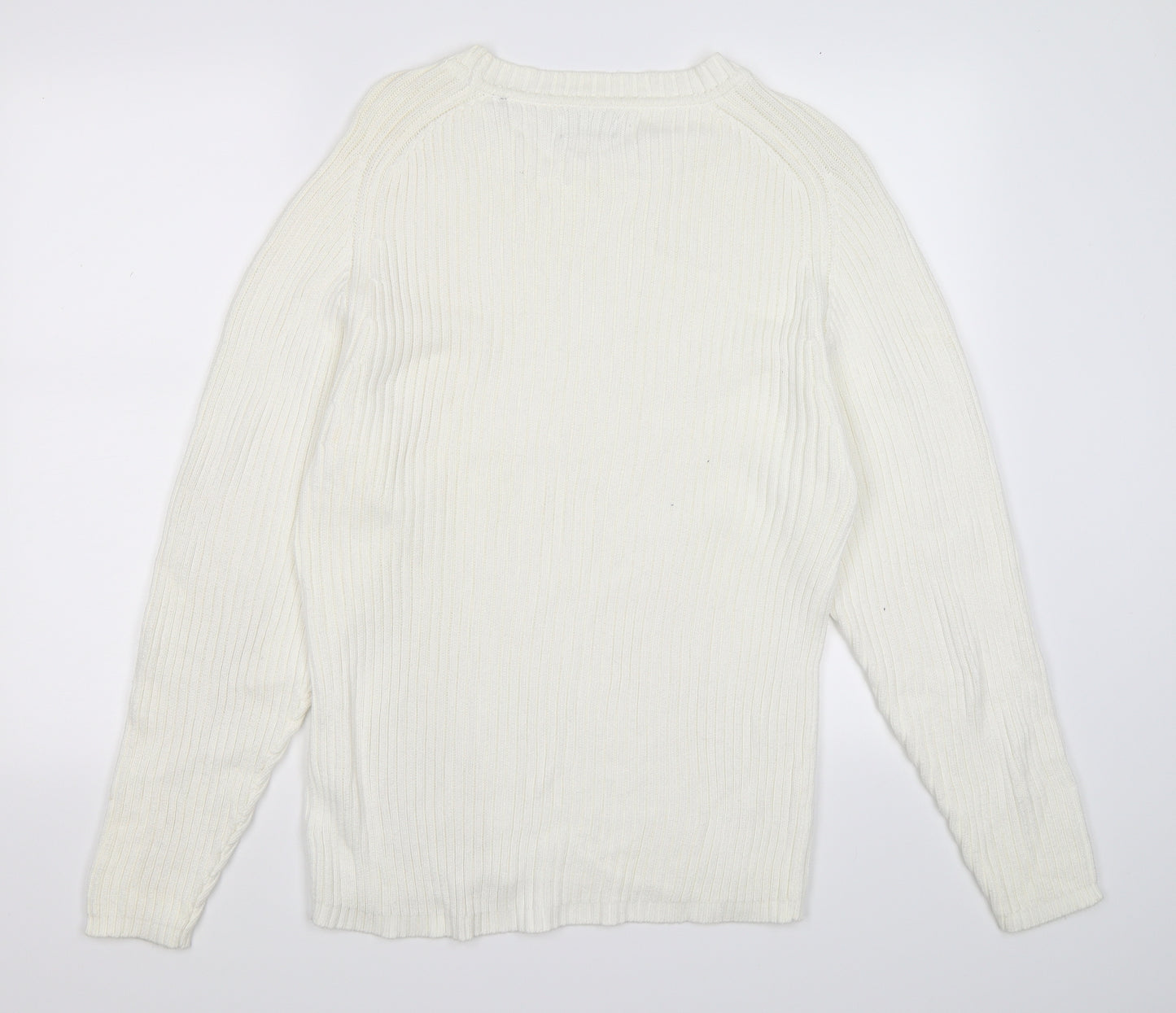 Linea Womens White Striped Knit Pullover Jumper Size XL