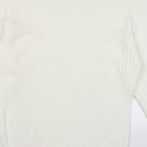 Linea Womens White Striped Knit Pullover Jumper Size XL