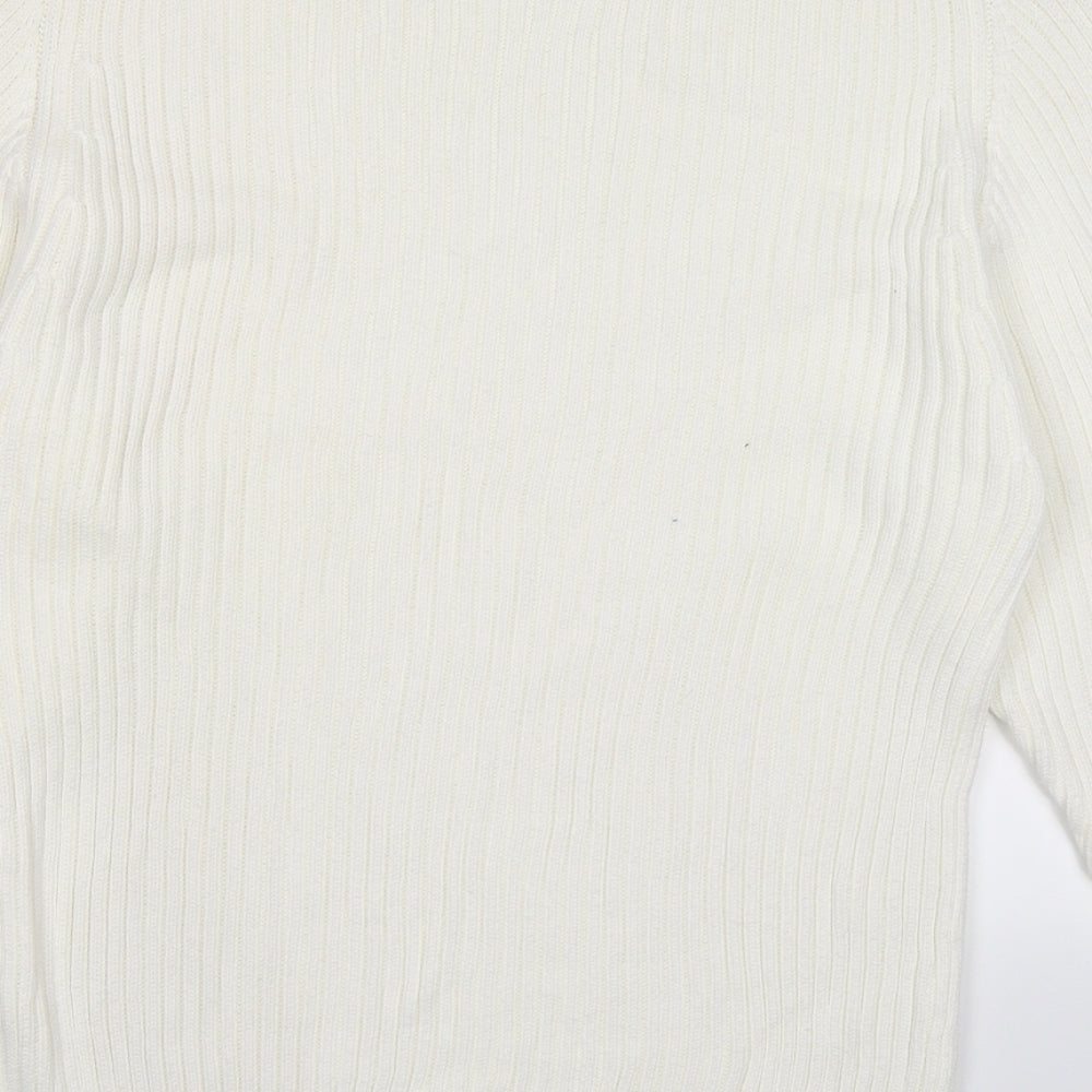 Linea Womens White Striped Knit Pullover Jumper Size XL
