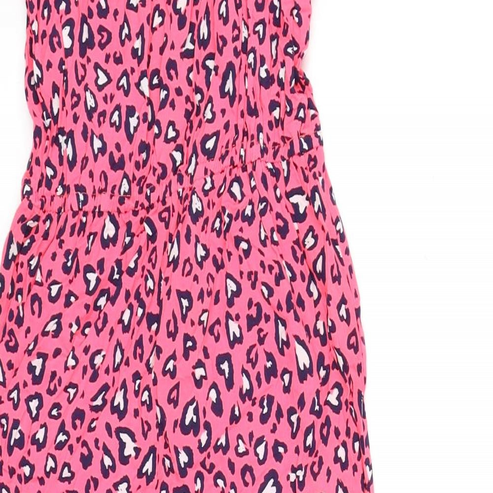 M&Co Girls Pink Animal Print  Jumpsuit One-Piece Size 11-12 Years  - neon leopard print