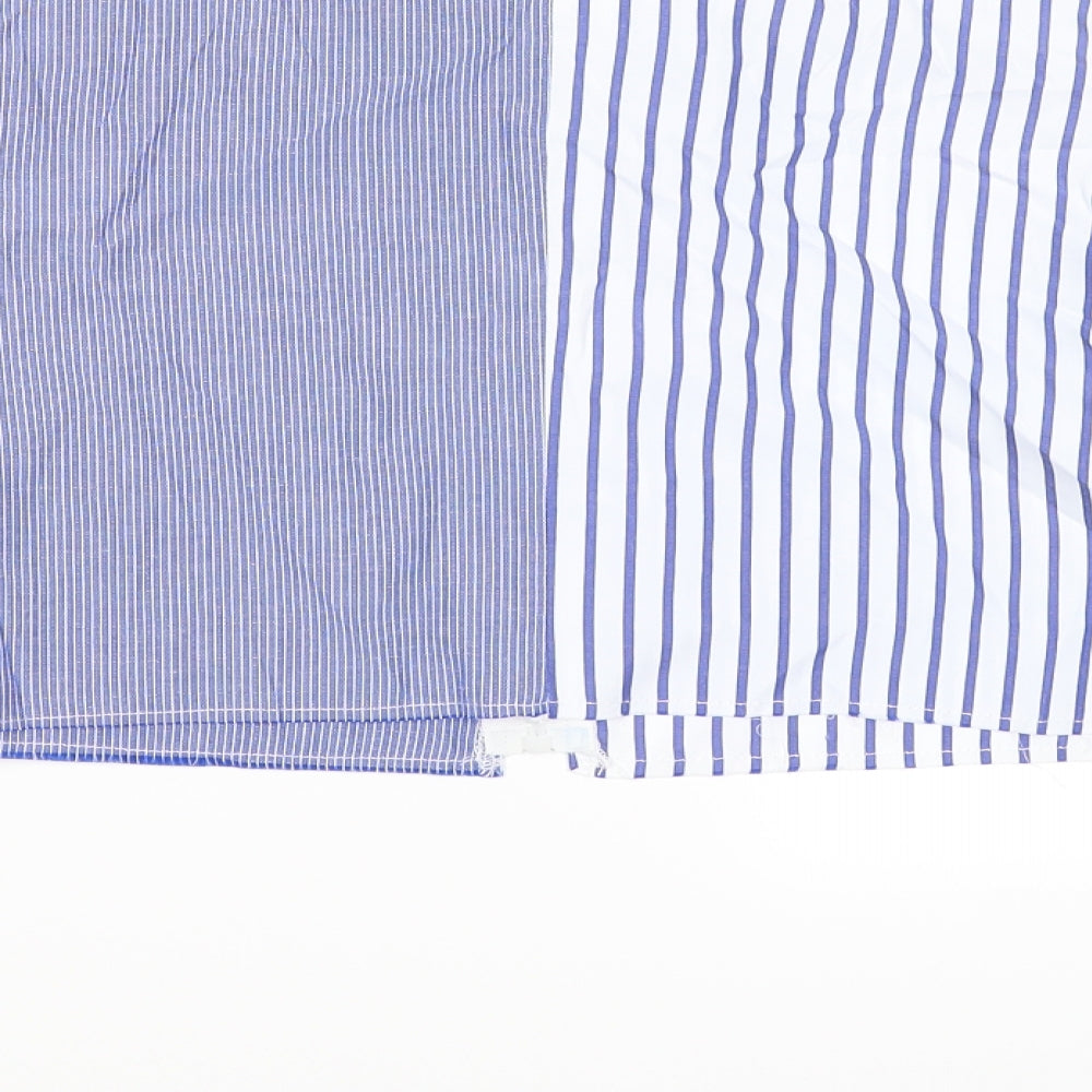 Fashion Nova Womens Blue Striped  Cropped Blouse Size M