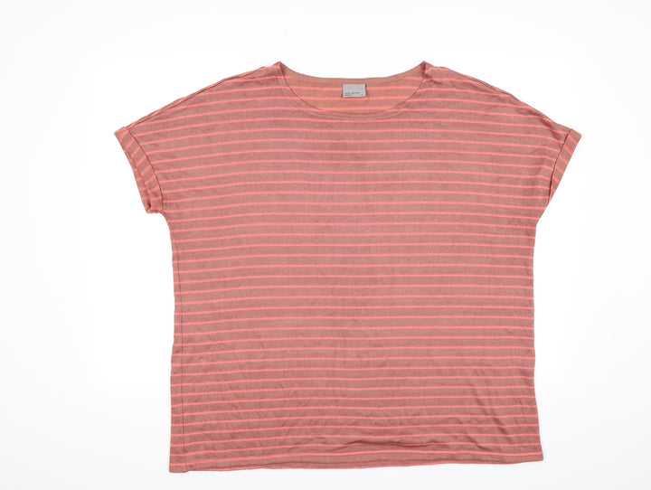Vera Moda Womens Brown Striped Knit Basic T-Shirt Size XL