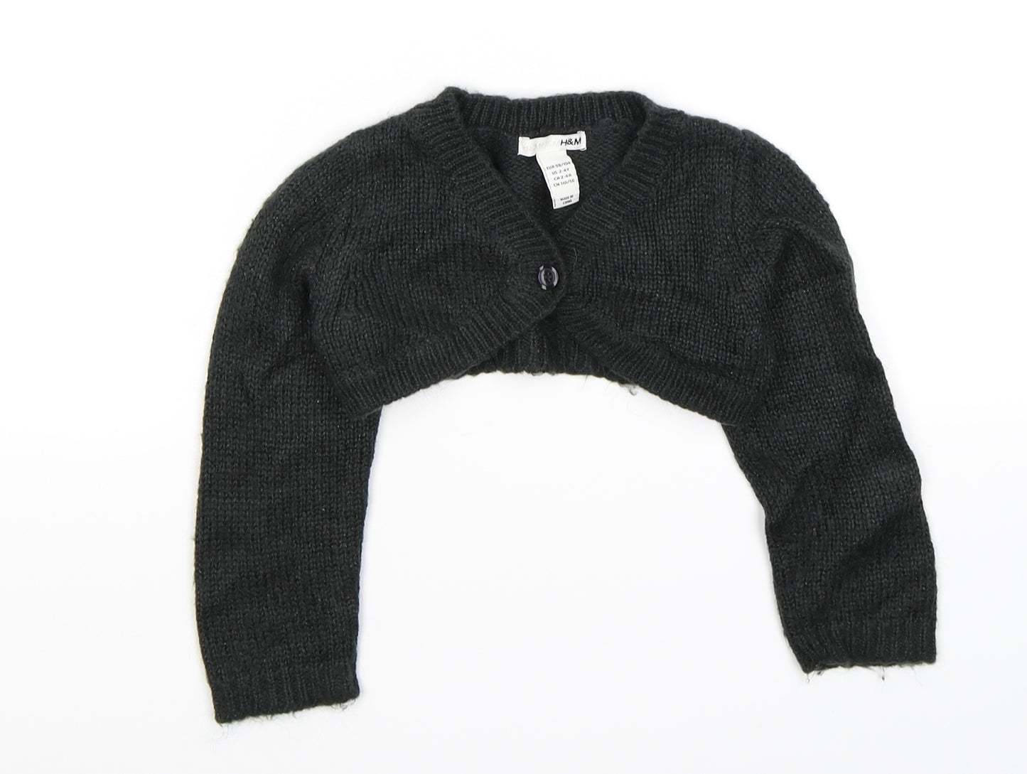 H&M Girls Green  Knit Shrug Jumper Size 2-3 Years  - with glitter