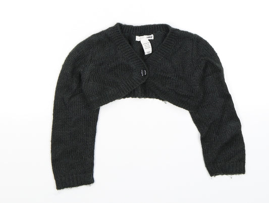 H&M Girls Green  Knit Shrug Jumper Size 2-3 Years  - with glitter