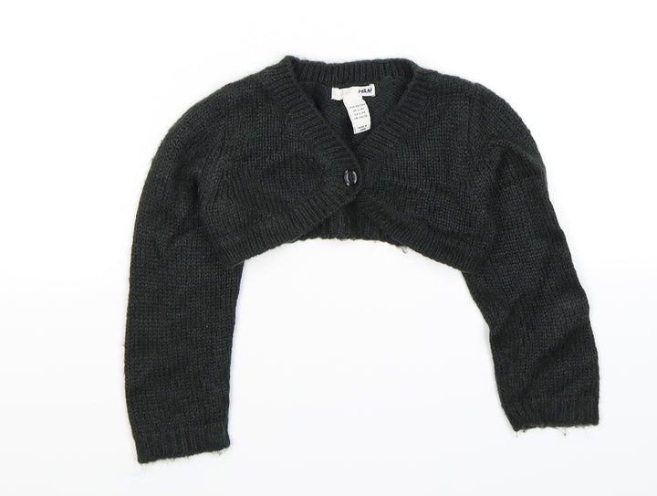 H&M Girls Green  Knit Shrug Jumper Size 2-3 Years  - with glitter