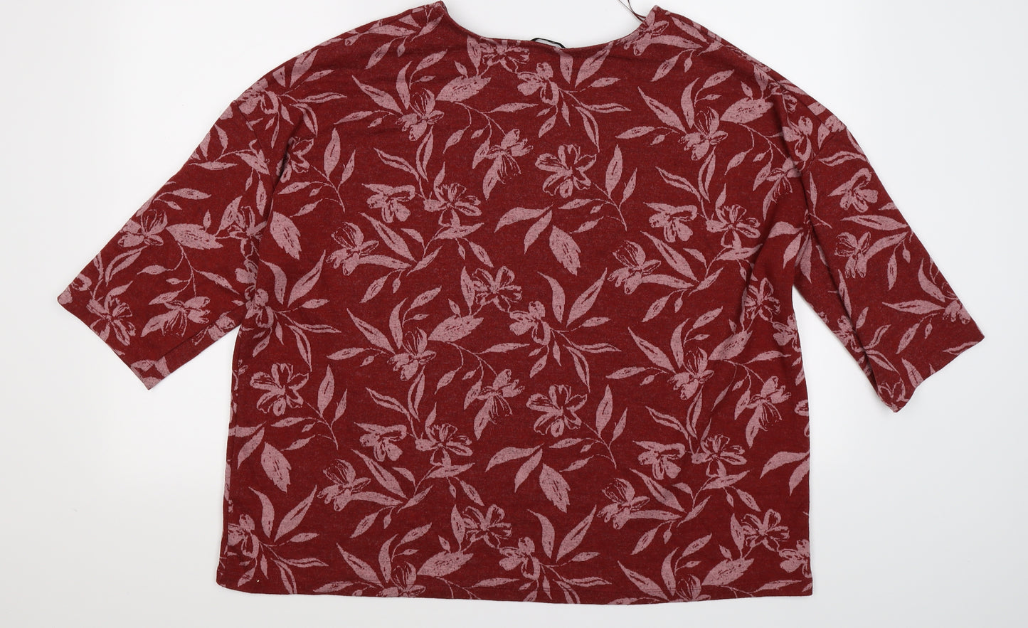 TU Womens Red Floral Knit Tunic Blouse Size 24