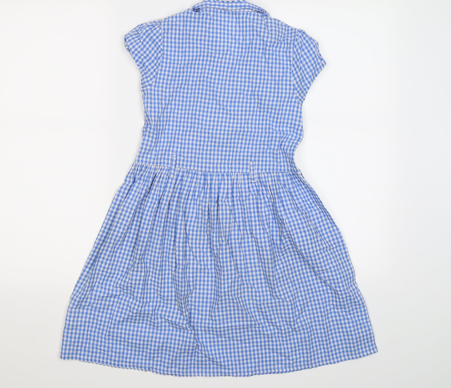 George Girls Blue Check  Fit & Flare  Size 9-10 Years  - school summer