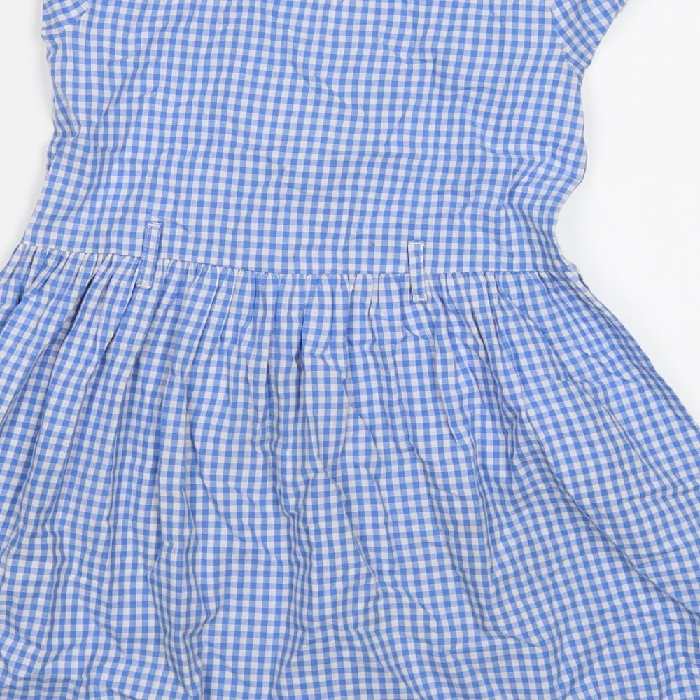 George Girls Blue Check  Fit & Flare  Size 9-10 Years  - school summer
