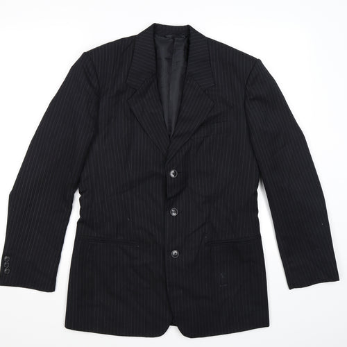 James Mens Black Striped  Jacket Suit Jacket Size 38