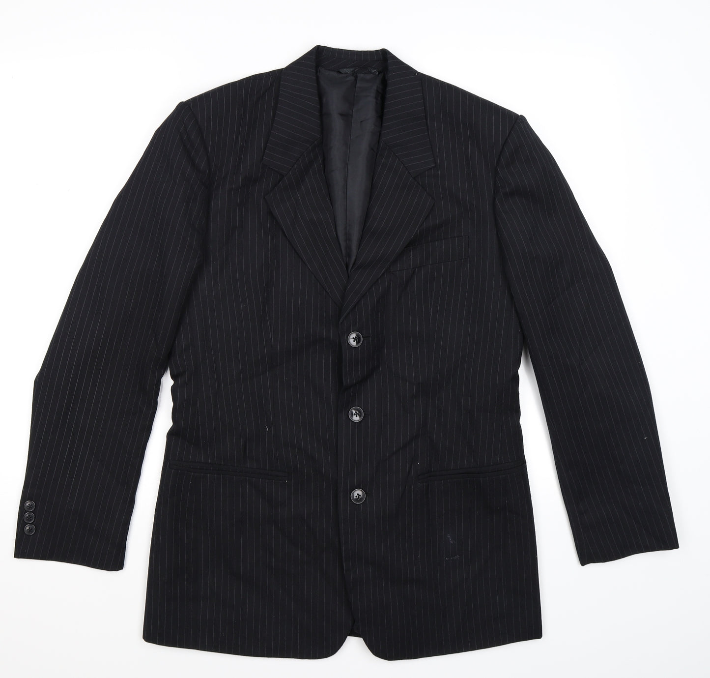 James Mens Black Striped  Jacket Suit Jacket Size 38
