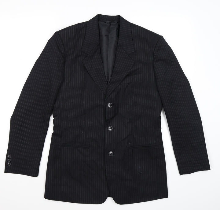 James Mens Black Striped  Jacket Suit Jacket Size 38