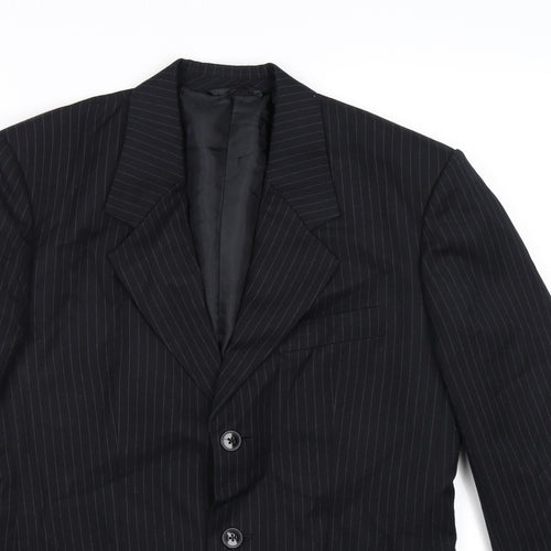 James Mens Black Striped  Jacket Suit Jacket Size 38