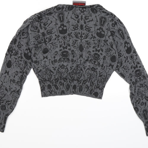 jaw breaker Womens Grey  Knit Cardigan Jumper Size M  - skull spiders