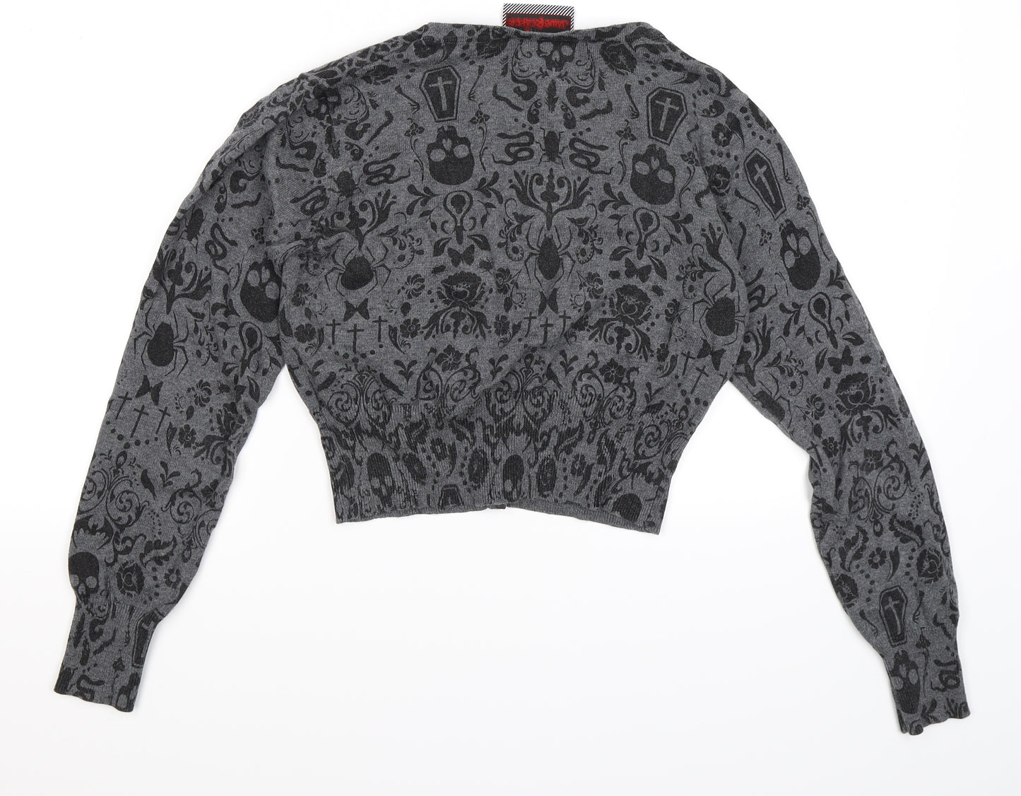 jaw breaker Womens Grey  Knit Cardigan Jumper Size M  - skull spiders