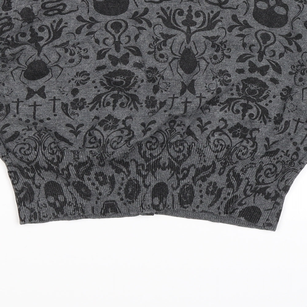 jaw breaker Womens Grey  Knit Cardigan Jumper Size M  - skull spiders