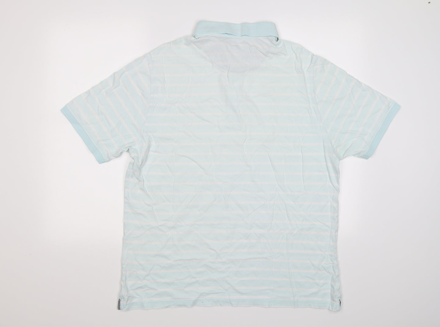 modern essentials Mens Blue Striped Jersey  Polo Size XL  - light blue