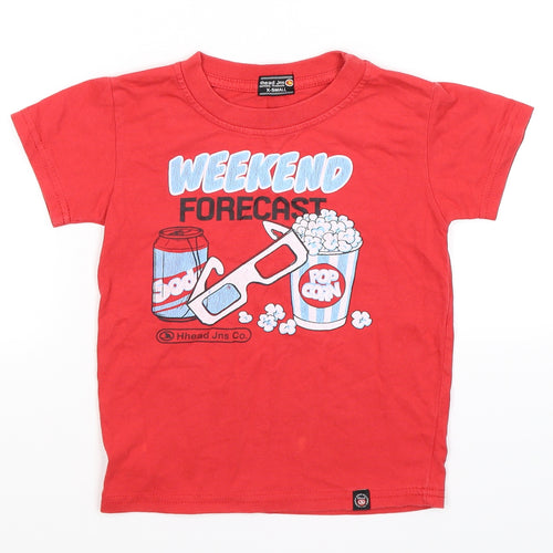 Hhead Jns Boys Red   Basic T-Shirt Size 3-4 Years  - weekend popcorn