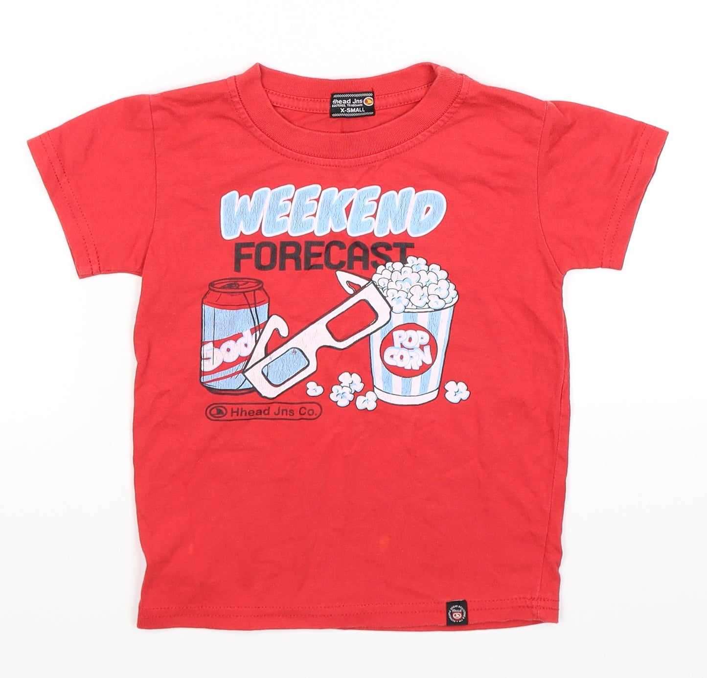 Hhead Jns Boys Red   Basic T-Shirt Size 3-4 Years  - weekend popcorn